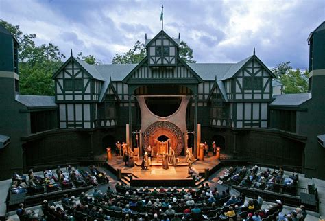 Shakespeare festival ashland - Grand Opening: March 1, 2002. Total floor area: 33,000 sq. ft. on four levels. Trapped floor of acting area: 22 ft. wide by 34 ft. long; trap room is 12 ft. below. Fly loft is 70 ft. wide by 13 ft. deep; battens fly to 37 ft. above stage floor. The acoustical clouds and scenery doors allow for 18 ft. high scenery.